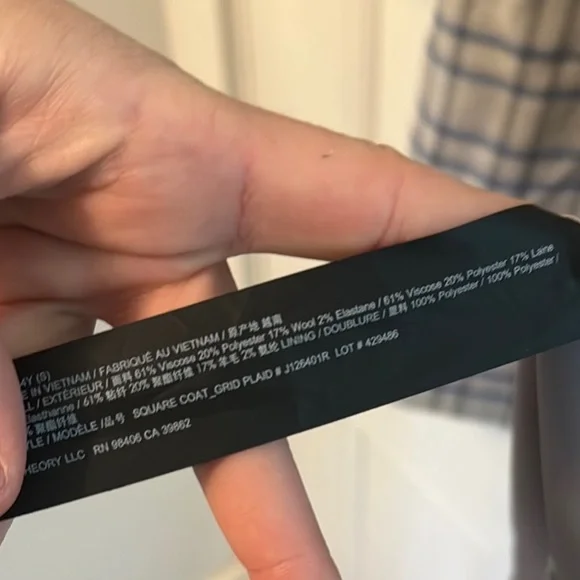 Theory Gray Plaid Women's Coat - Picture 4 of 6